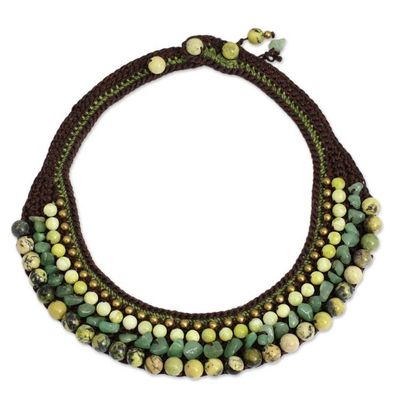 Alternate image for Thai Hand Crocheted Jasper and Serpentine Choker Tribal Beauty