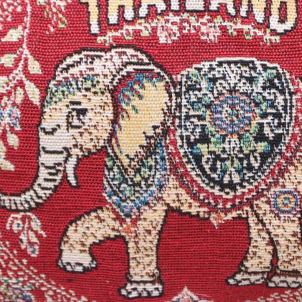Alternate image for Elephant-Themed Red Fringed Sling Bag with Handwoven Accents Joyful Journey