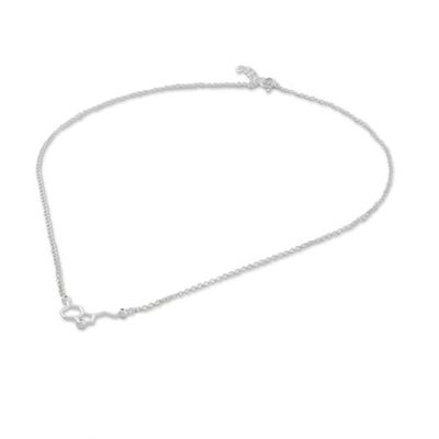Alternate image for Sterling Silver Modern Serotonin Molecule Pendant Necklace Sparkling Serotonin