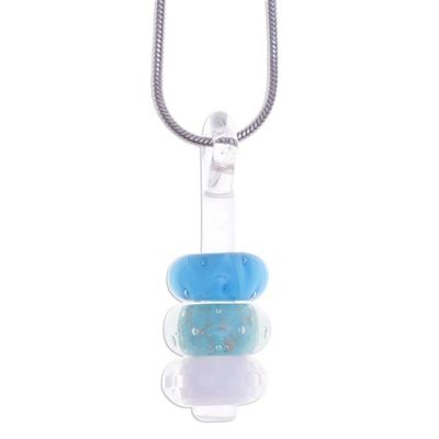 Alternate image for Handmade Blue and White Glass Beaded Pendant Necklace Heavenly Amulets