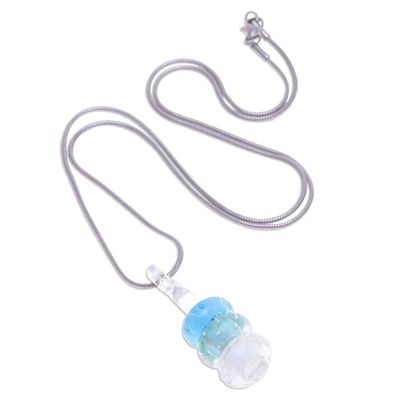 Alternate image for Handmade Blue and White Glass Beaded Pendant Necklace Heavenly Amulets