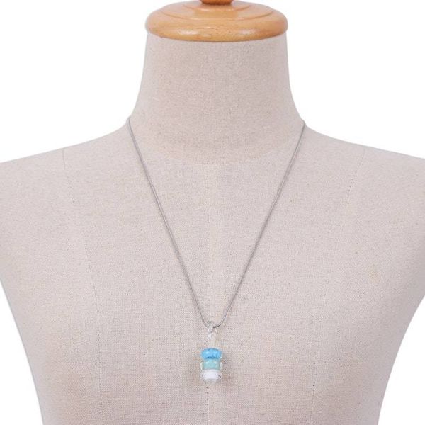 Alternate image for Handmade Blue and White Glass Beaded Pendant Necklace Heavenly Amulets