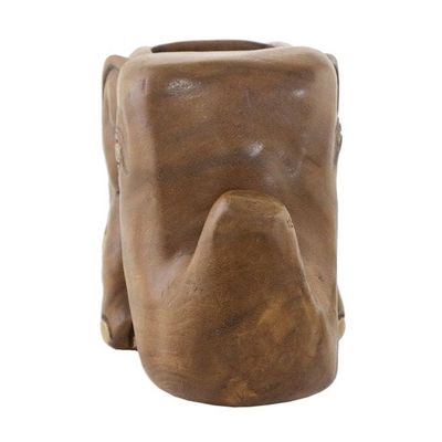 Alternate image for Hand Carved Raintree Wood Elephant Card Holder Thailand Elephant Sits Down