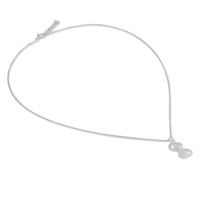Alternate image for Thailand Artisan Crafted Silver Cat Necklace Shadow Cat