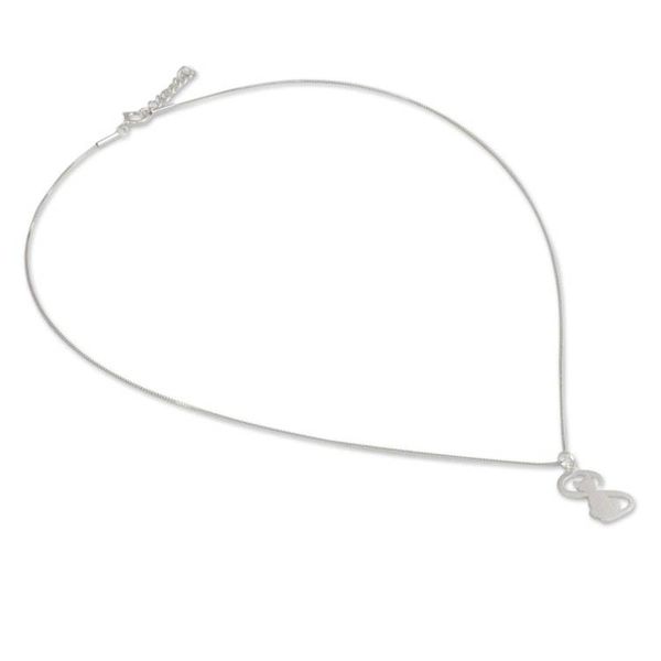 Alternate image for Thailand Artisan Crafted Silver Cat Necklace Shadow Cat