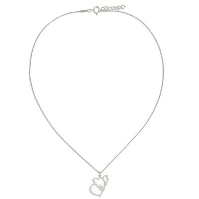 Alternate image for Thailand Handcrafted Sterling Silver Elephant Necklace Elephant Heart