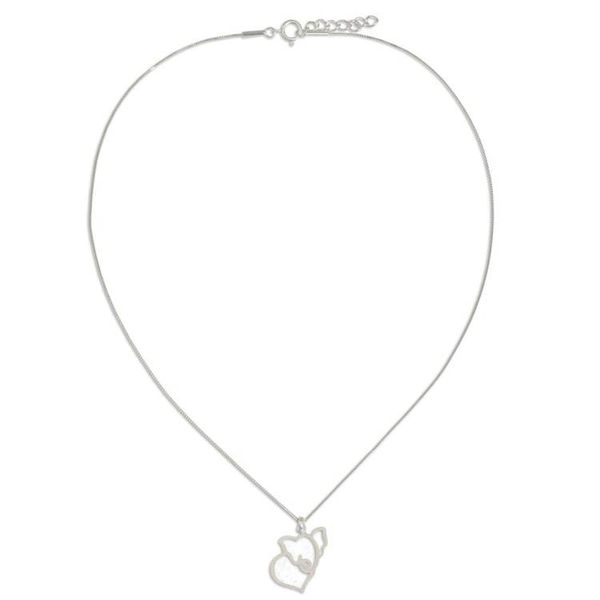 Alternate image for Thailand Handcrafted Sterling Silver Elephant Necklace Elephant Heart