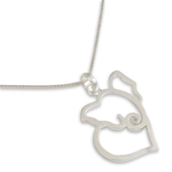Alternate image for Thailand Handcrafted Sterling Silver Elephant Necklace Elephant Heart