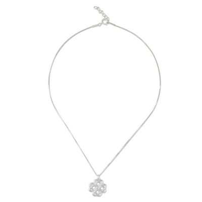 Alternate image for Overlapping Ovals Sterling Silver Pendant Necklace Curving Illusion