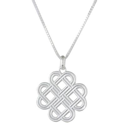 Alternate image for Overlapping Ovals Sterling Silver Pendant Necklace Curving Illusion