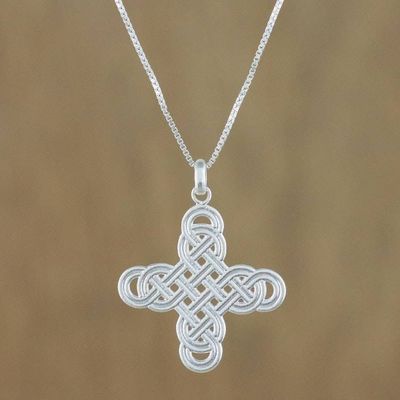Main image for Interconnected Loop Cross Sterling Silver Pendant Necklace Twining Cross