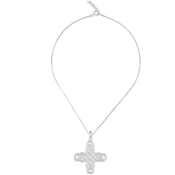 Alternate image for Interconnected Loop Cross Sterling Silver Pendant Necklace Twining Cross