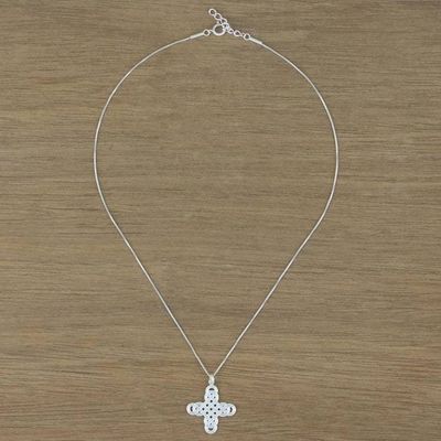 Alternate image for Interconnected Loop Cross Sterling Silver Pendant Necklace Twining Cross
