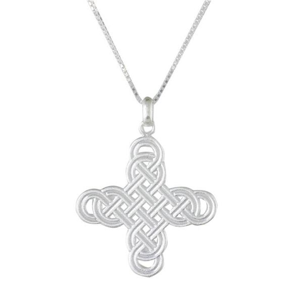Alternate image for Interconnected Loop Cross Sterling Silver Pendant Necklace Twining Cross