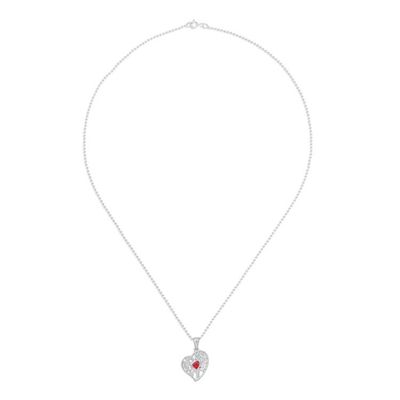 Alternate image for Carnelian Silver Heart Tree of Life-Themed Pendant Necklace Red Tree of Love