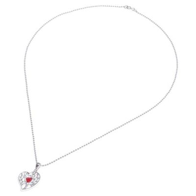 Alternate image for Carnelian Silver Heart Tree of Life-Themed Pendant Necklace Red Tree of Love