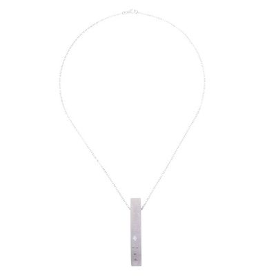 Alternate image for Sterling Silver and Wood Pendant Necklace 2.7 In. Modern Sliver