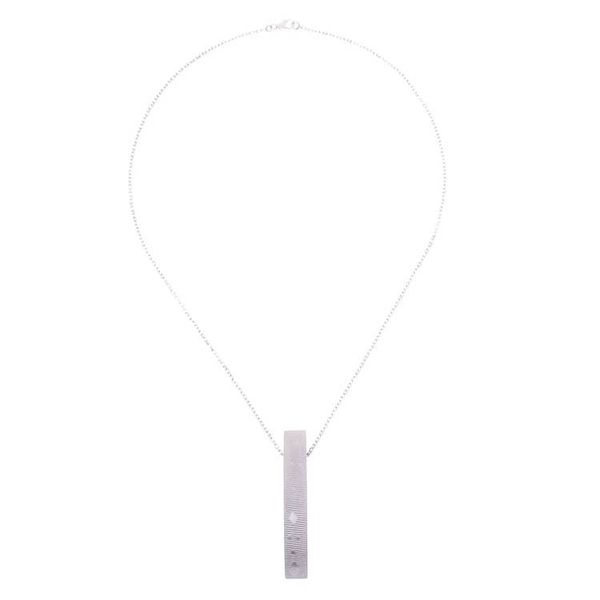 Alternate image for Sterling Silver and Wood Pendant Necklace 2.7 In. Modern Sliver