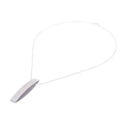 Alternate image for Sterling Silver and Wood Pendant Necklace 2.7 In. Modern Sliver