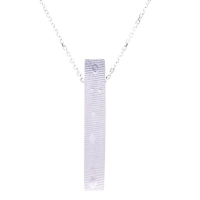 Alternate image for Sterling Silver and Wood Pendant Necklace 2.7 In. Modern Sliver