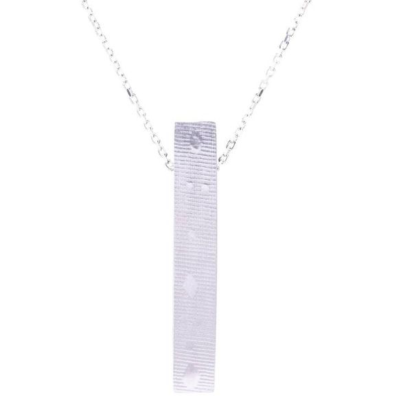 Alternate image for Sterling Silver and Wood Pendant Necklace 2.7 In. Modern Sliver
