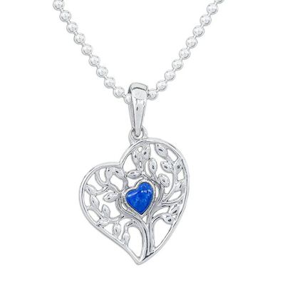 Alternate image for Lapis Lazuli Heart and Tree of Life-Themed Pendant Necklace Blue Tree of Love