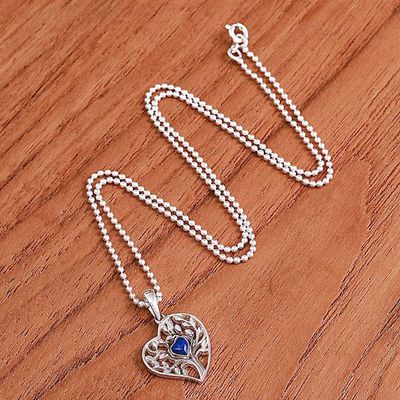 Alternate image for Lapis Lazuli Heart and Tree of Life-Themed Pendant Necklace Blue Tree of Love