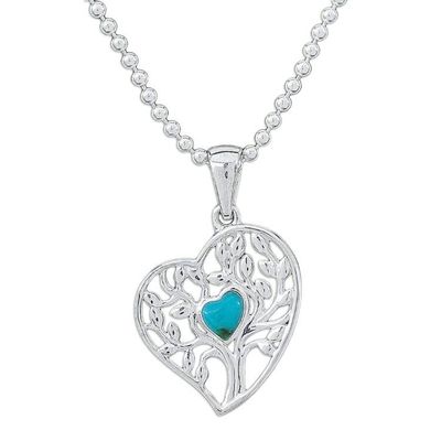 Alternate image for Reconstituted Turquoise Tree of Life Heart Pendant Necklace Green Tree of Love