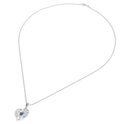Alternate image for Reconstituted Turquoise Tree of Life Heart Pendant Necklace Green Tree of Love