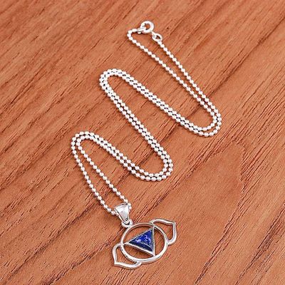 Alternate image for Semi-Abstract Elephant-Themed Lapis Lazuli Pendant Necklace Giant Intellect