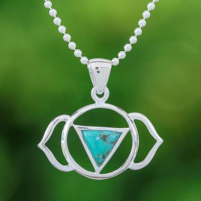 Alternate image for Modern Reconstituted Turquoise Elephant Pendant Necklace Minimalist Elephant