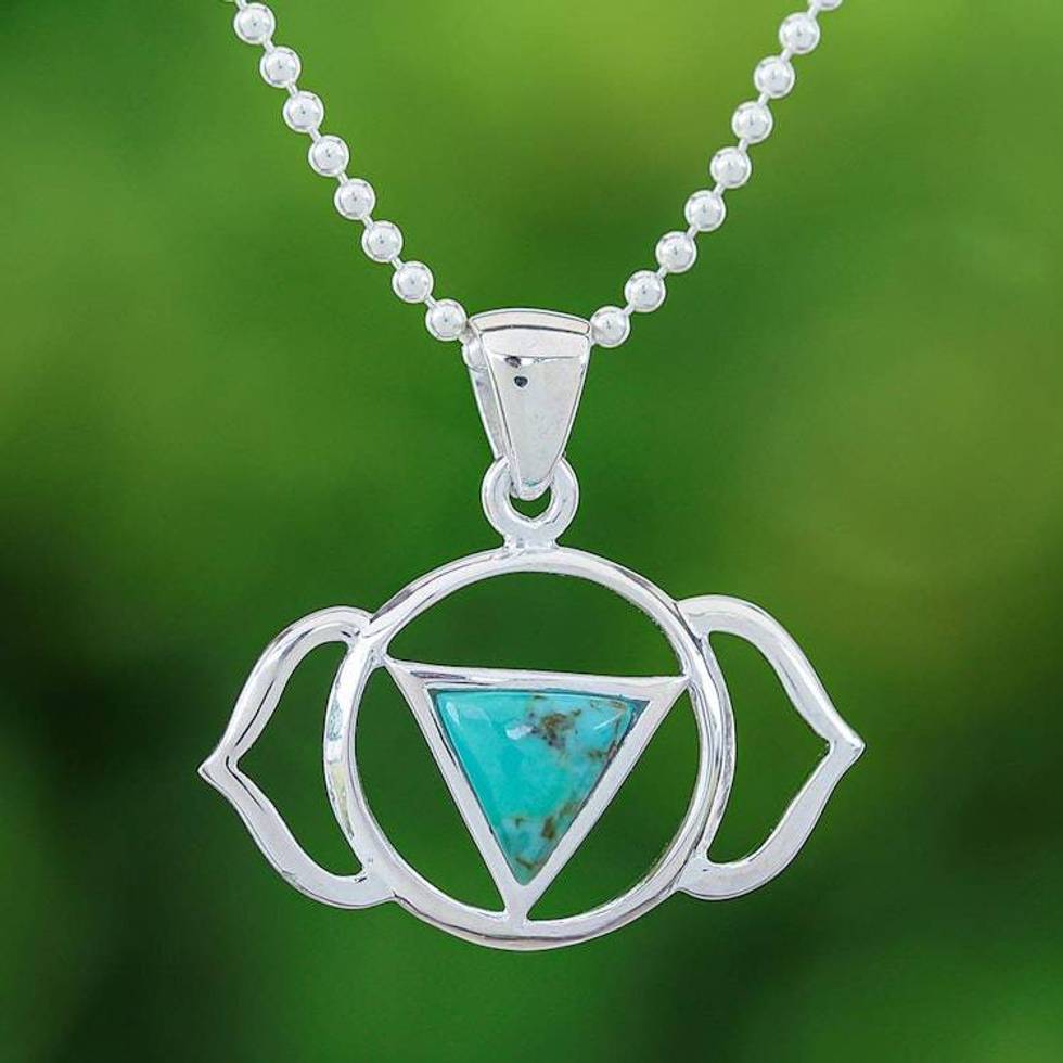 Modern Reconstituted Turquoise Elephant Pendant Necklace 'Minimalist Elephant'