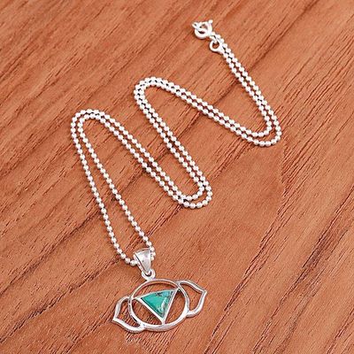 Alternate image for Modern Reconstituted Turquoise Elephant Pendant Necklace Minimalist Elephant