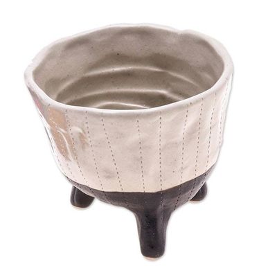 Alternate image for Three-Legged Ceramic Flower Pot Handcrafted in Thailand Strong Roots