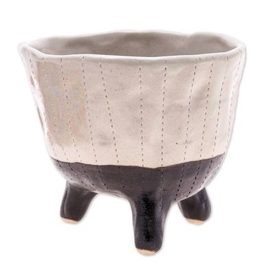 Alternate image for Three-Legged Ceramic Flower Pot Handcrafted in Thailand Strong Roots
