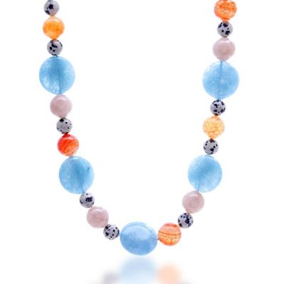 Alternate image for Quartz and Jasper Beaded Choker Necklace with Extender Chain Ocean Symphony
