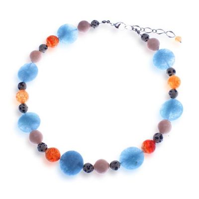 Alternate image for Quartz and Jasper Beaded Choker Necklace with Extender Chain Ocean Symphony