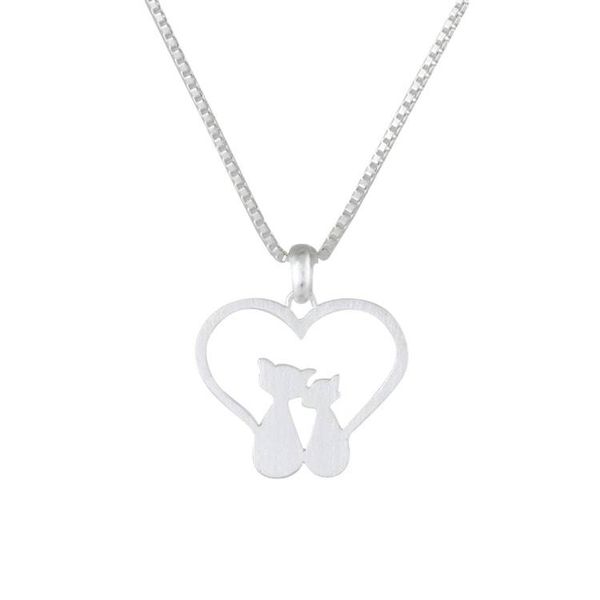 Alternate image for Loving Sterling Silver Cat Pendant Necklace from Thailand Cats in Love