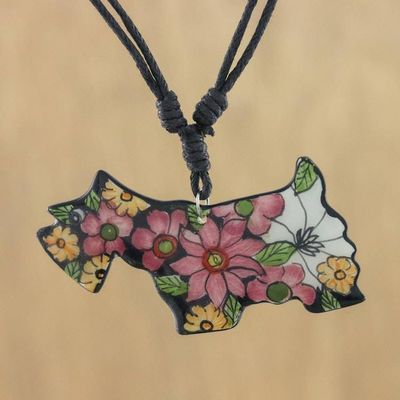 Alternate image for Hand Painted Ceramic Yorkshire Terrier Pendant Necklace Yapping Yorkie