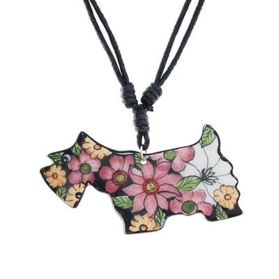 Alternate image for Hand Painted Ceramic Yorkshire Terrier Pendant Necklace Yapping Yorkie