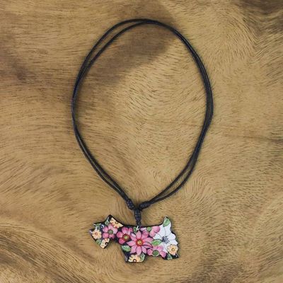 Alternate image for Hand Painted Ceramic Yorkshire Terrier Pendant Necklace Yapping Yorkie