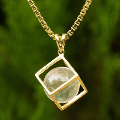 Primary image for Gold Plated Crystalline Quartz Artisan Crafted Necklace Translucent Raindrop