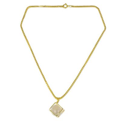 Alternate image for Gold Plated Crystalline Quartz Artisan Crafted Necklace Translucent Raindrop