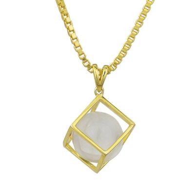 Alternate image for Gold Plated Crystalline Quartz Artisan Crafted Necklace Translucent Raindrop