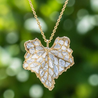 Primary image for Thai Gold and Silver Plated Natural Melon Leaf Necklace Melon Leaf Harmony