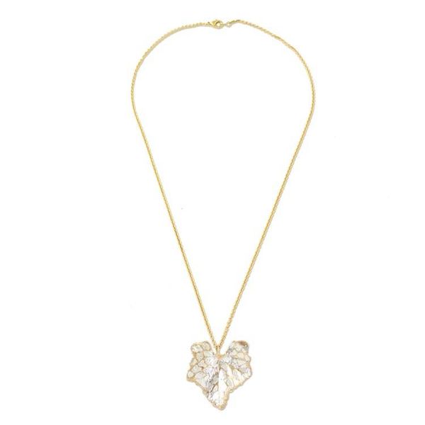 Alternate image for Thai Gold and Silver Plated Natural Melon Leaf Necklace Melon Leaf Harmony