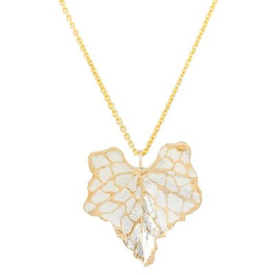 Alternate image for Thai Gold and Silver Plated Natural Melon Leaf Necklace Melon Leaf Harmony
