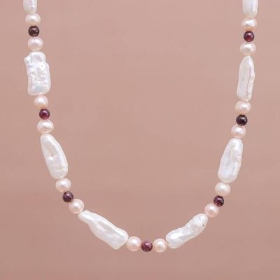Alternate image for Womens Pearl and Garnet Necklace Passion and Purity