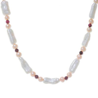 Alternate image for Womens Pearl and Garnet Necklace Passion and Purity