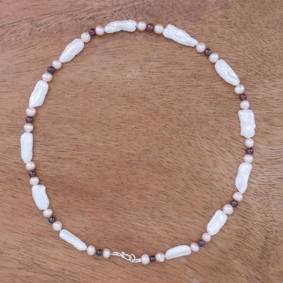 Alternate image for Womens Pearl and Garnet Necklace Passion and Purity